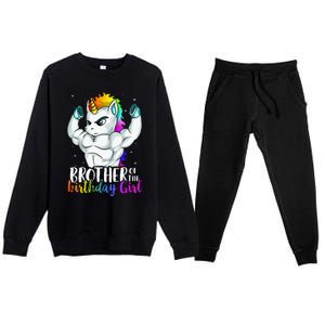 Brother Of Birthday Girl Unicorn Son Grandkid Nephew Premium Crewneck Sweatsuit Set