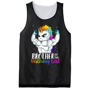 Brother Of Birthday Girl Unicorn Son Grandkid Nephew Mesh Reversible Basketball Jersey Tank