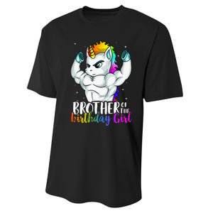 Brother Of Birthday Girl Unicorn Son Grandkid Nephew Performance Sprint T-Shirt