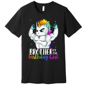 Brother Of Birthday Girl Unicorn Son Grandkid Nephew Premium T-Shirt