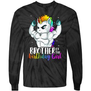 Brother Of Birthday Girl Unicorn Son Grandkid Nephew Tie-Dye Long Sleeve Shirt