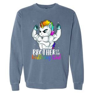 Brother Of Birthday Girl Unicorn Son Grandkid Nephew Garment-Dyed Sweatshirt