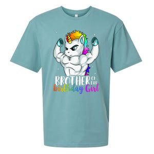 Brother Of Birthday Girl Unicorn Son Grandkid Nephew Sueded Cloud Jersey T-Shirt