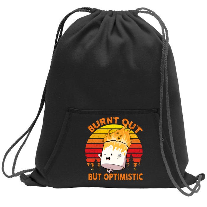 Burnt Out But Optimistic Retro Vintage Sweatshirt Cinch Pack Bag