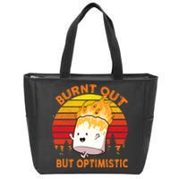 Burnt Out But Optimistic Retro Vintage Zip Tote Bag