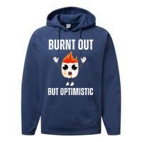 Burnt Out But Optimistic Retro Vintage Performance Fleece Hoodie