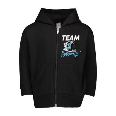 Burnouts Or Bows Team Boy Team Girl Gender Reveal Toddler Zip Fleece Hoodie