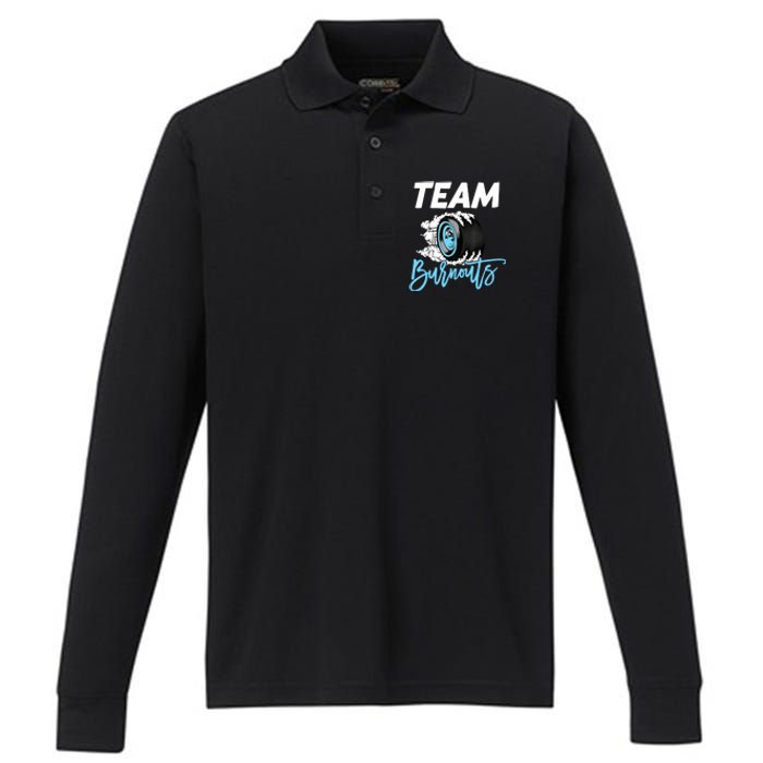 Burnouts Or Bows Team Boy Team Girl Gender Reveal Performance Long Sleeve Polo