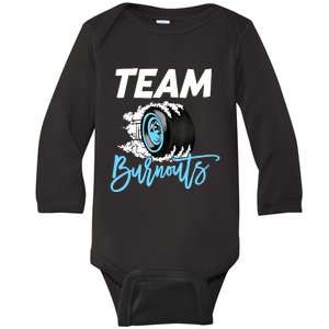 Burnouts Or Bows Team Boy Team Girl Gender Reveal Baby Long Sleeve Bodysuit