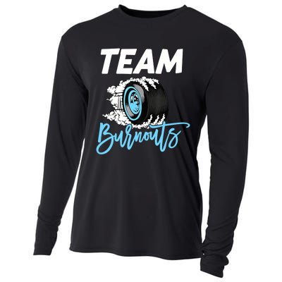 Burnouts Or Bows Team Boy Team Girl Gender Reveal Cooling Performance Long Sleeve Crew