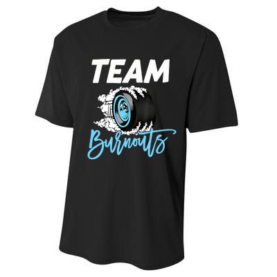 Burnouts Or Bows Team Boy Team Girl Gender Reveal Performance Sprint T-Shirt