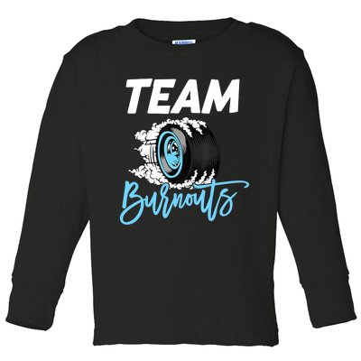 Burnouts Or Bows Team Boy Team Girl Gender Reveal Toddler Long Sleeve Shirt