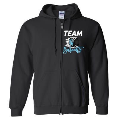 Burnouts Or Bows Team Boy Team Girl Gender Reveal Full Zip Hoodie