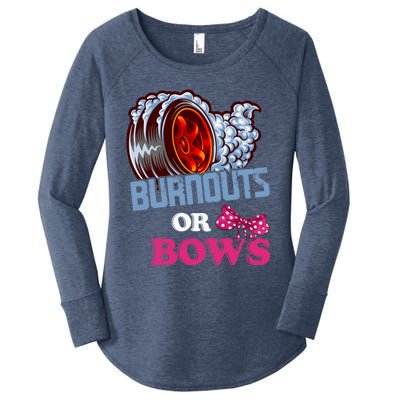 Burnouts Or Bows Gender Reveal Dad Mom Shower Party Cool Gift Women's Perfect Tri Tunic Long Sleeve Shirt