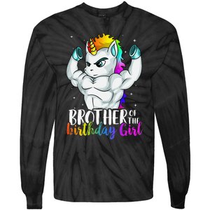 Brother of Birthday Unicorn Son Grandkid Nephew Tie-Dye Long Sleeve Shirt