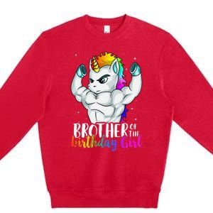 Brother of Birthday Unicorn Son Grandkid Nephew Premium Crewneck Sweatshirt