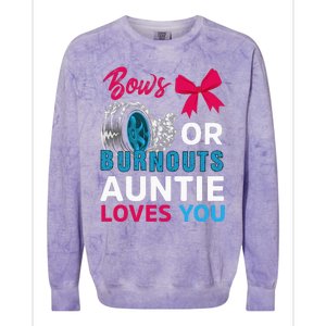 Burnouts Or Bows Auntie Loves You Gender Reveal Party Baby Colorblast Crewneck Sweatshirt