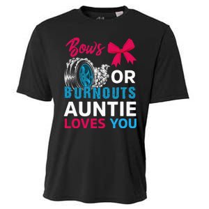 Burnouts Or Bows Auntie Loves You Gender Reveal Party Baby Cooling Performance Crew T-Shirt