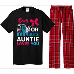 Burnouts Or Bows Auntie Loves You Gender Reveal Party Baby Pajama Set