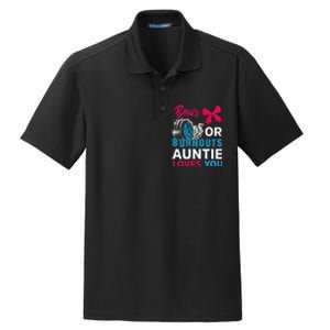 Burnouts Or Bows Auntie Loves You Gender Reveal Party Baby Dry Zone Grid Polo