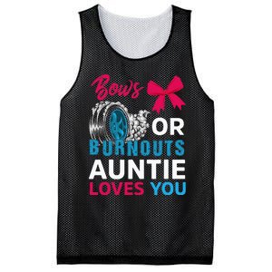 Burnouts Or Bows Auntie Loves You Gender Reveal Party Baby Mesh Reversible Basketball Jersey Tank