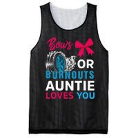 Burnouts Or Bows Auntie Loves You Gender Reveal Party Baby Mesh Reversible Basketball Jersey Tank