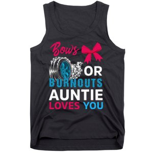 Burnouts Or Bows Auntie Loves You Gender Reveal Party Baby Tank Top