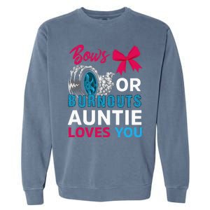 Burnouts Or Bows Auntie Loves You Gender Reveal Party Baby Garment-Dyed Sweatshirt