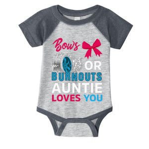 Burnouts Or Bows Auntie Loves You Gender Reveal Party Baby Infant Baby Jersey Bodysuit