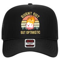 Burnt Out But Optimistic Retro Vintage Sunset High Crown Mesh Back Trucker Hat