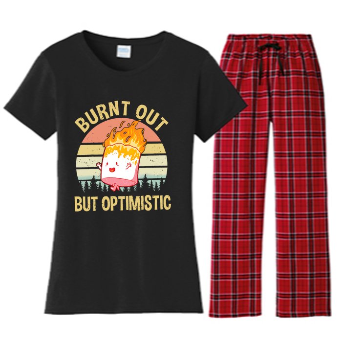 Burnt Out But Optimistic Retro Vintage Sunset Women's Flannel Pajama Set