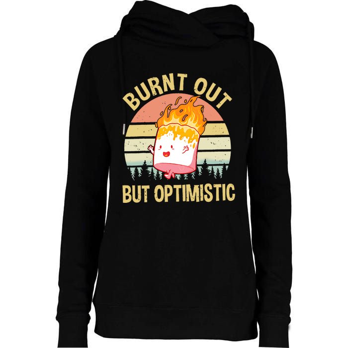 Burnt Out But Optimistic Retro Vintage Sunset Womens Funnel Neck Pullover Hood