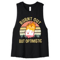 Burnt Out But Optimistic Retro Vintage Sunset Women's Racerback Cropped Tank