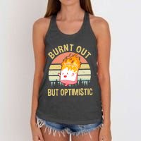 Burnt Out But Optimistic Retro Vintage Sunset Women's Knotted Racerback Tank