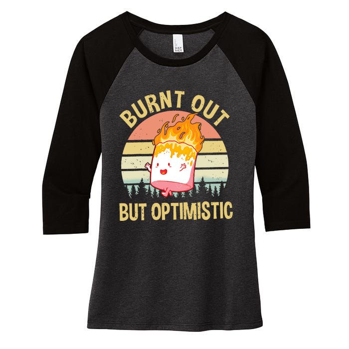 Burnt Out But Optimistic Retro Vintage Sunset Women's Tri-Blend 3/4-Sleeve Raglan Shirt