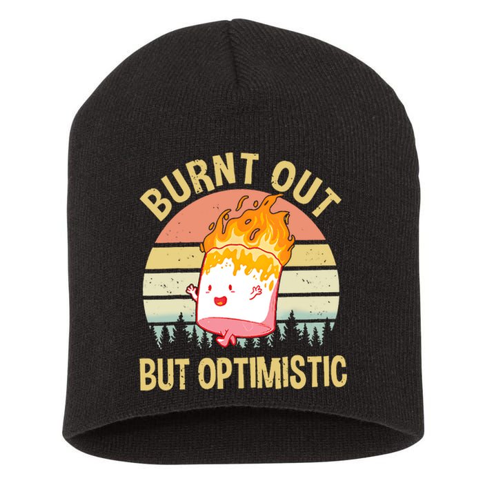 Burnt Out But Optimistic Retro Vintage Sunset Short Acrylic Beanie