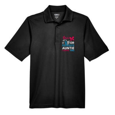 Burnouts Or Bows Auntie Loves You Gender Reveal Party Baby Men's Origin Performance Piqué Polo