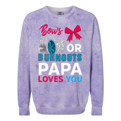 Burnouts or Bows Papa loves you Gender Reveal party Baby Colorblast Crewneck Sweatshirt