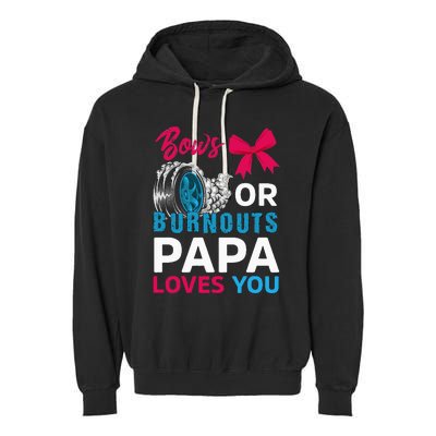 Burnouts or Bows Papa loves you Gender Reveal party Baby Garment-Dyed Fleece Hoodie