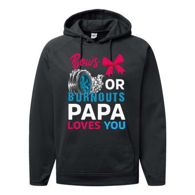 Burnouts or Bows Papa loves you Gender Reveal party Baby Performance Fleece Hoodie