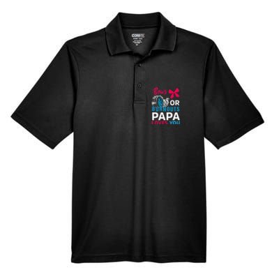 Burnouts or Bows Papa loves you Gender Reveal party Baby Men's Origin Performance Pique Polo