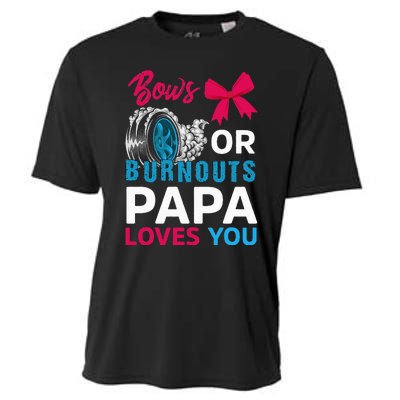 Burnouts or Bows Papa loves you Gender Reveal party Baby Cooling Performance Crew T-Shirt