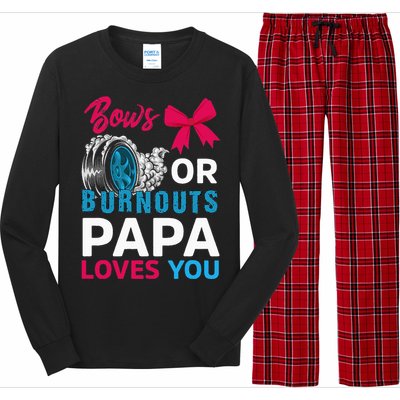 Burnouts or Bows Papa loves you Gender Reveal party Baby Long Sleeve Pajama Set