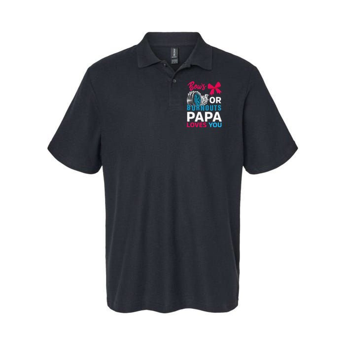 Burnouts or Bows Papa loves you Gender Reveal party Baby Softstyle Adult Sport Polo