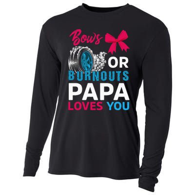 Burnouts or Bows Papa loves you Gender Reveal party Baby Cooling Performance Long Sleeve Crew