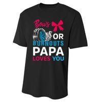 Burnouts or Bows Papa loves you Gender Reveal party Baby Performance Sprint T-Shirt