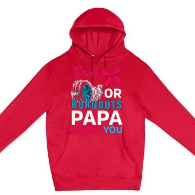 Burnouts or Bows Papa loves you Gender Reveal party Baby Premium Pullover Hoodie