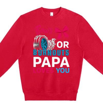 Burnouts or Bows Papa loves you Gender Reveal party Baby Premium Crewneck Sweatshirt