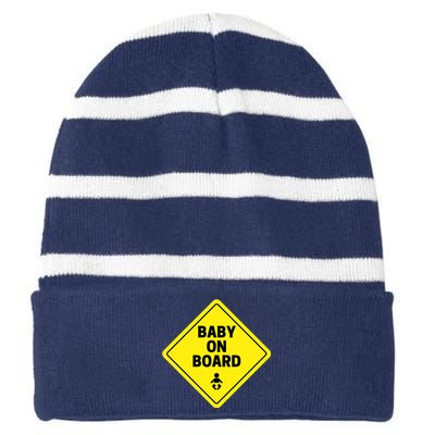 Baby On Board Striped Beanie with Solid Band