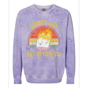 Burnt Out But Optimistic Cute Marshmallow For Camping Colorblast Crewneck Sweatshirt